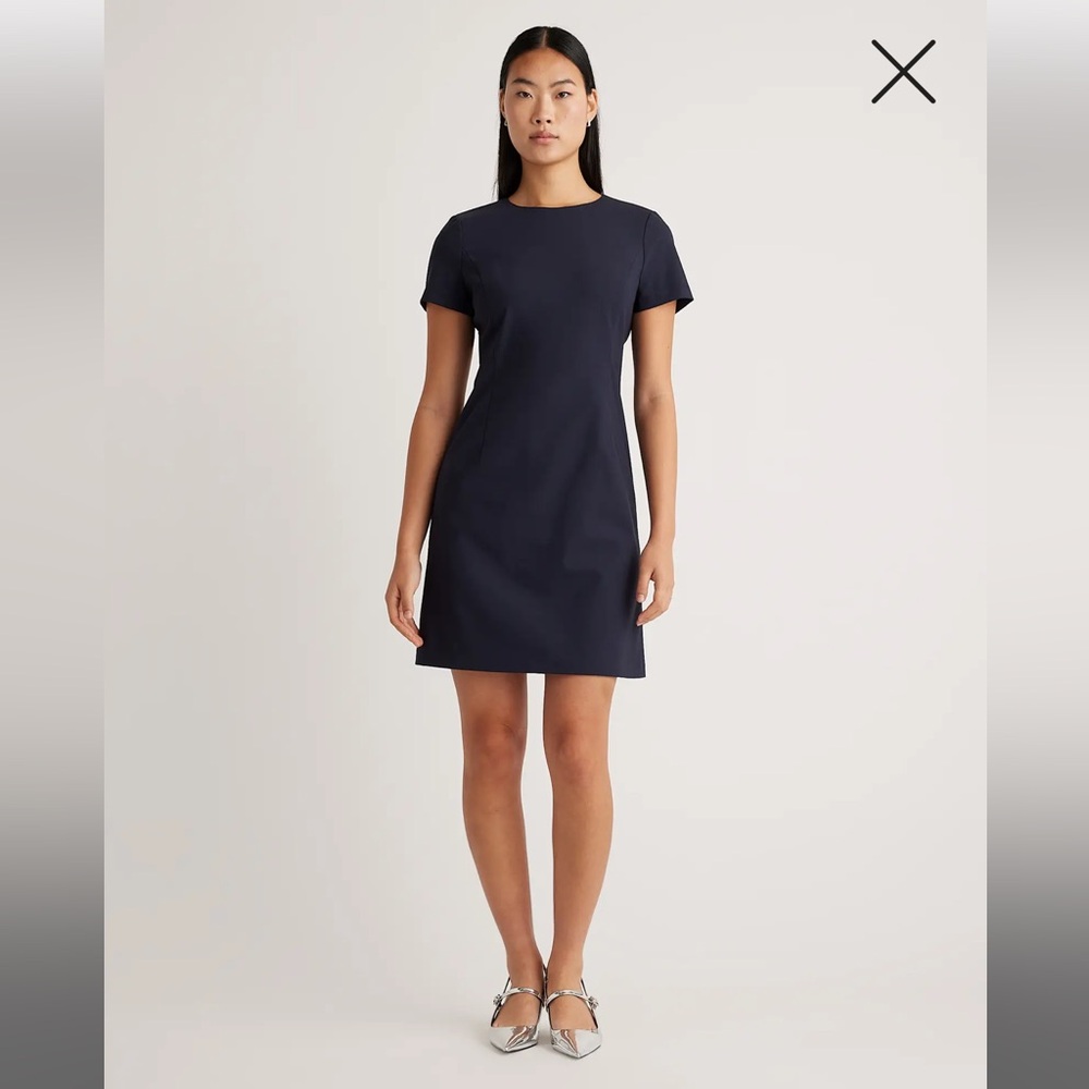Quince Women's Italian Wool 3D Short Sleeve Sheath Dress Black NWT Size 4